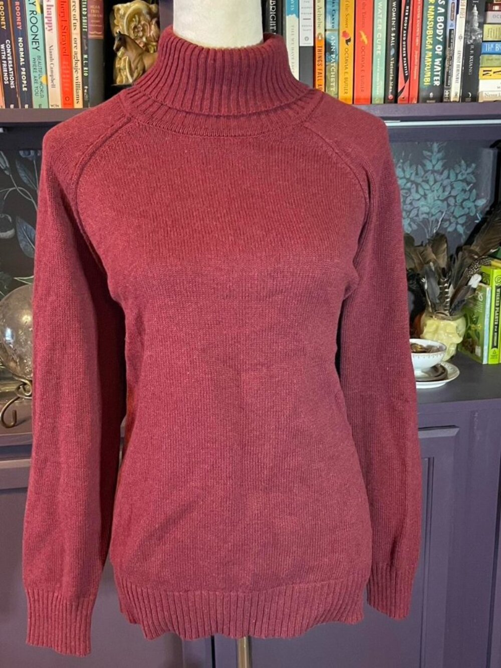 Women's Classic red cotton turtleneck sweater
